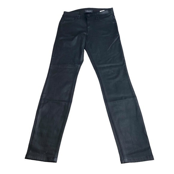 Level 99 Womens Size 27 Coated Black Skinny Jeans Leather Look‎ Bikercore Baddie - Picture 2 of 10